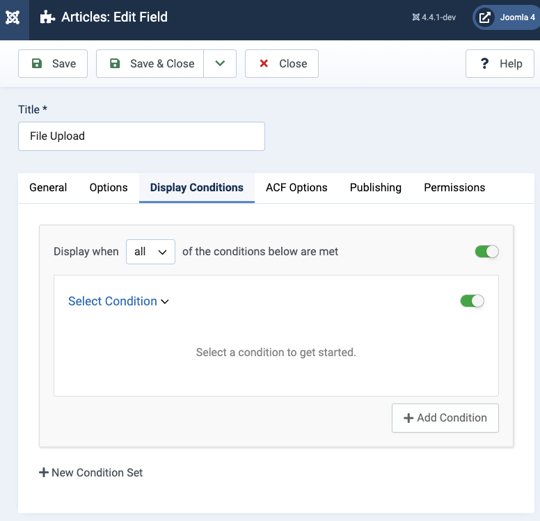 Advanced Custom Fields Display Conditions