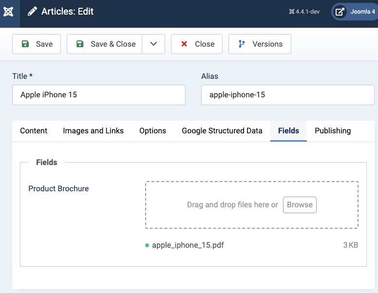 Joomla File Upload Custom Field