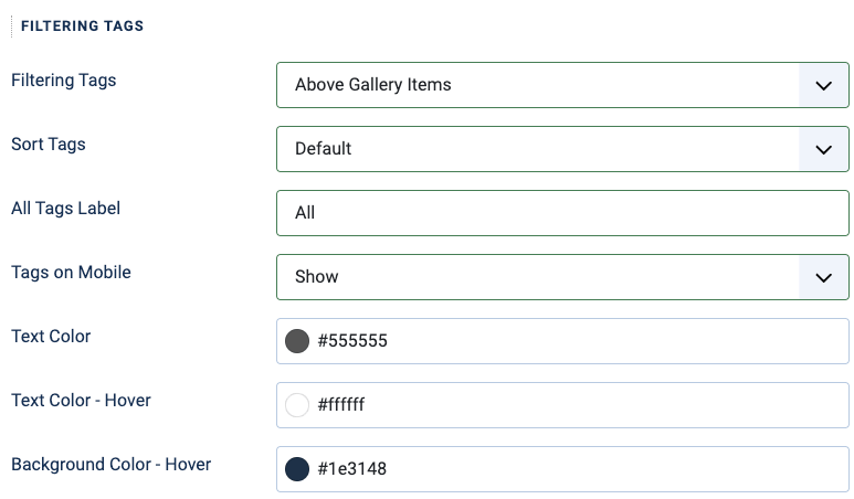 Joomla Gallery Custom Field - Set Filtering Tags