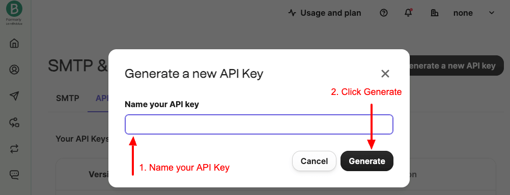 Create Brevo API Key
