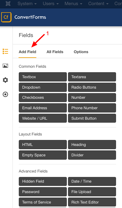 View all available Convert Forms Fields