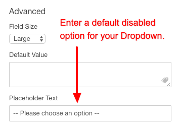 convert forms default disabled dropdown option