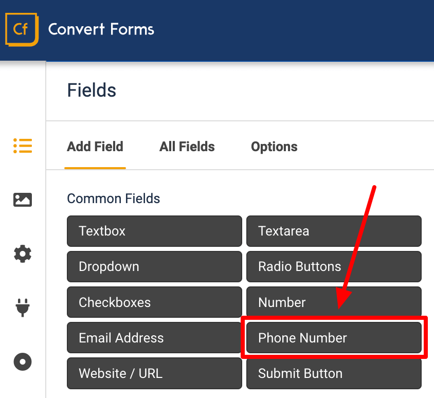 Add Phone Number Convert Forms Field