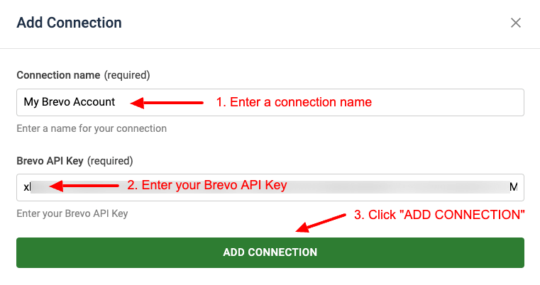 Add Connection Form Brevo Task