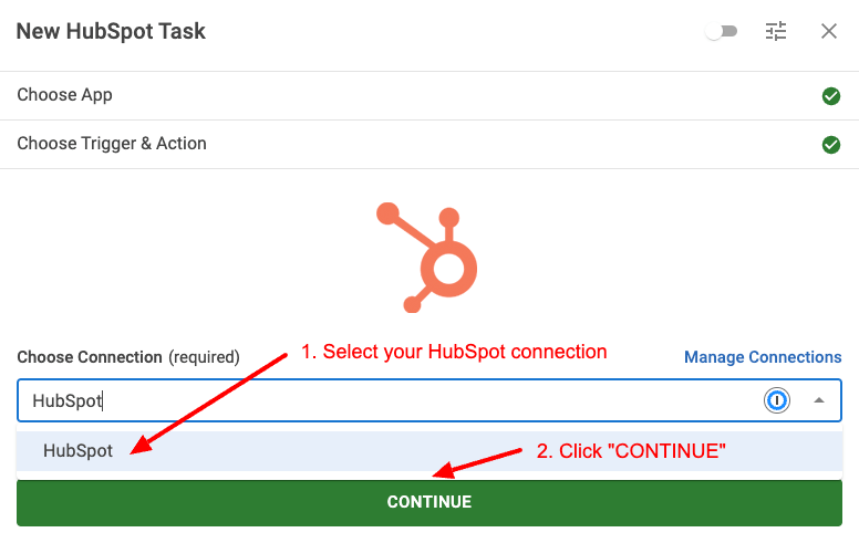 HubSpot Select New Connection