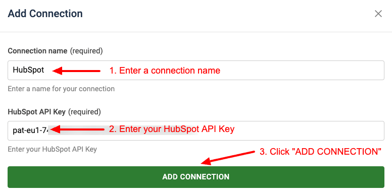 HubSpot Setup New Connection