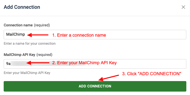 MailChimp Setup New Connection