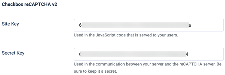 convert forms recaptcha configuration v3 set keys