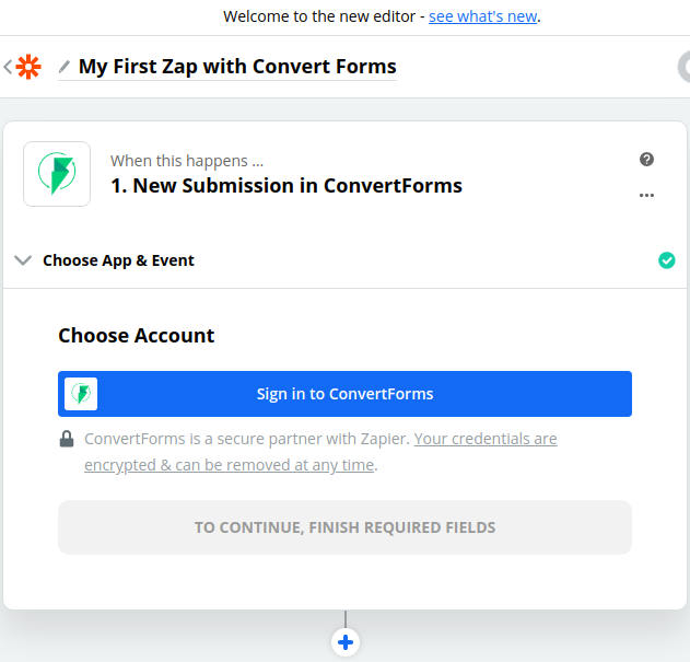 convert forms zapier sign in