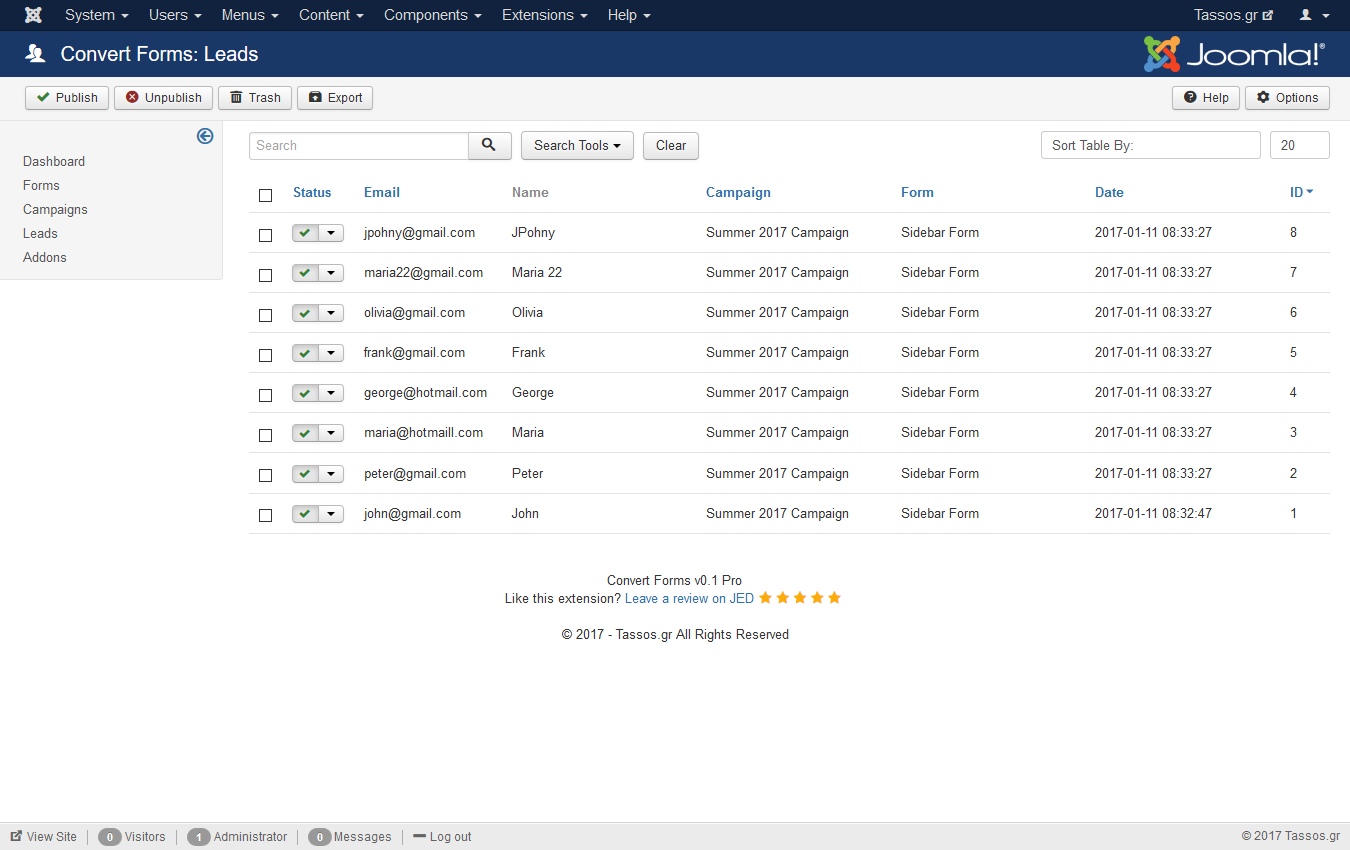 convert forms leads management