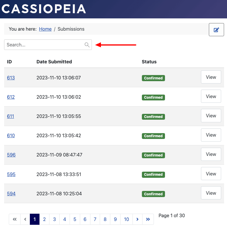 Display Form Submissions on Front End Search Bar