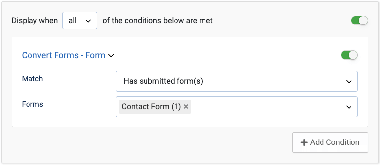 Convert Forms Campaign Display Condition