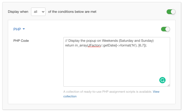 PHP Display Condition