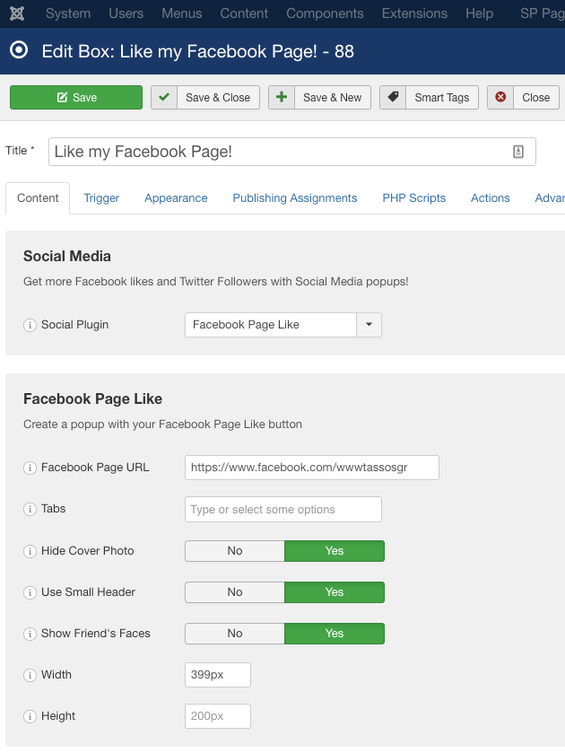 engagebox facebook like settings