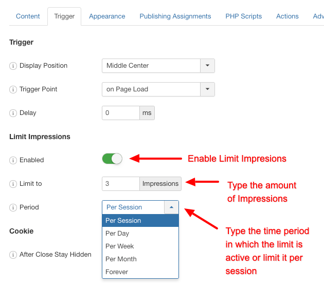 How to limit the impressions