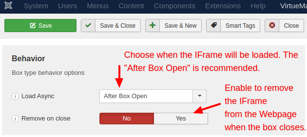 the box behavior on iframe box type