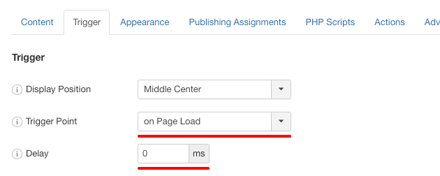 engagebox trigger on page load settings