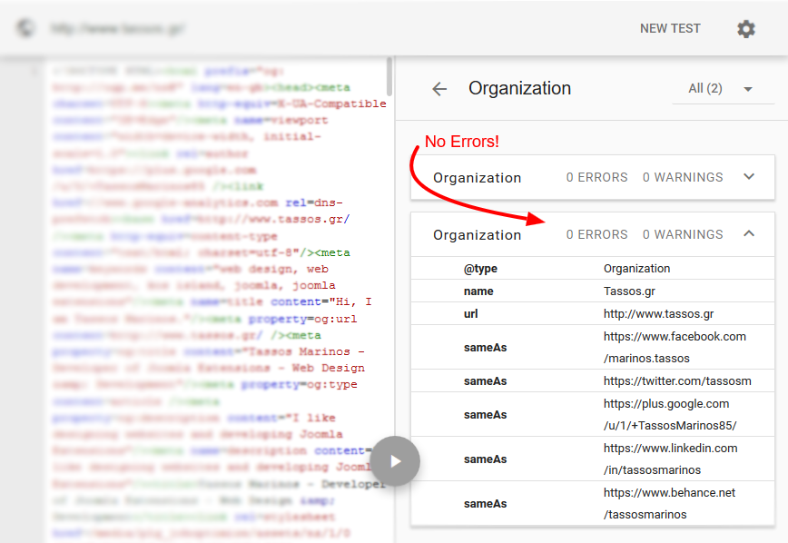 No errors on the Google Structured Data Testing Tool