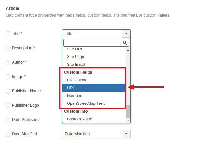 gsd custom fields smart tags mapping option