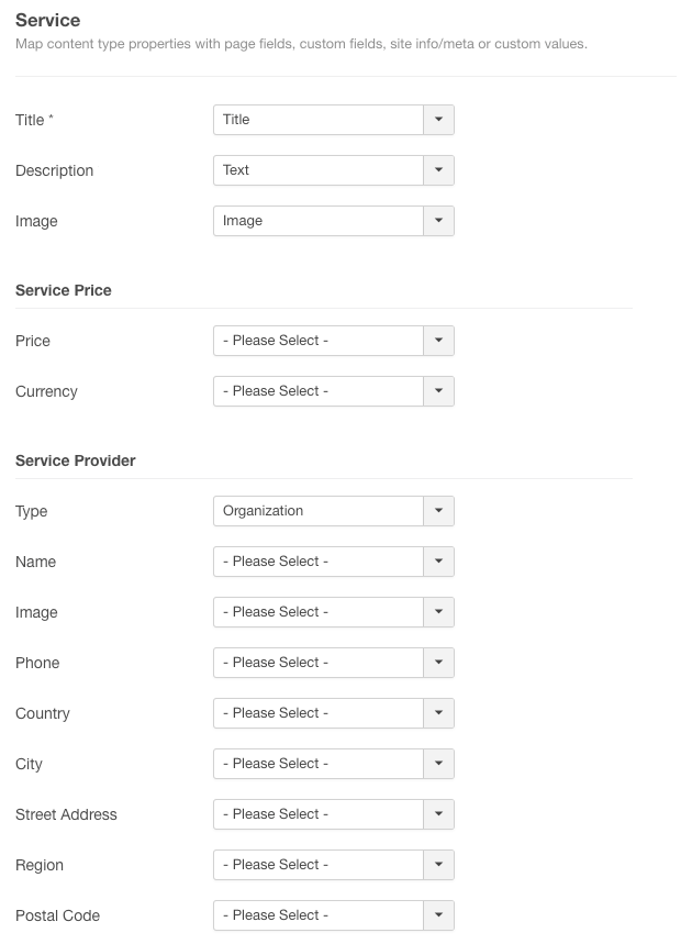 The Service Schema JSON-LD Properites