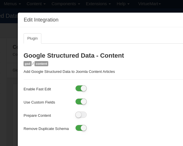 gsd addon content settings