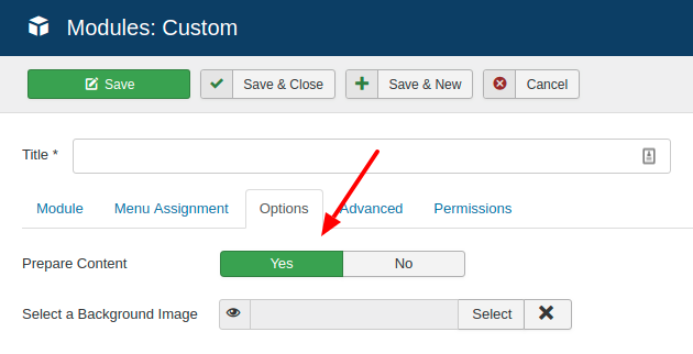 modules prepare content option