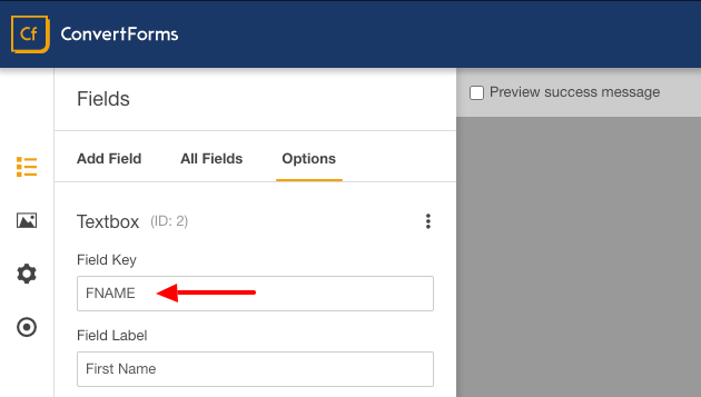 mailchimp convert form first name field