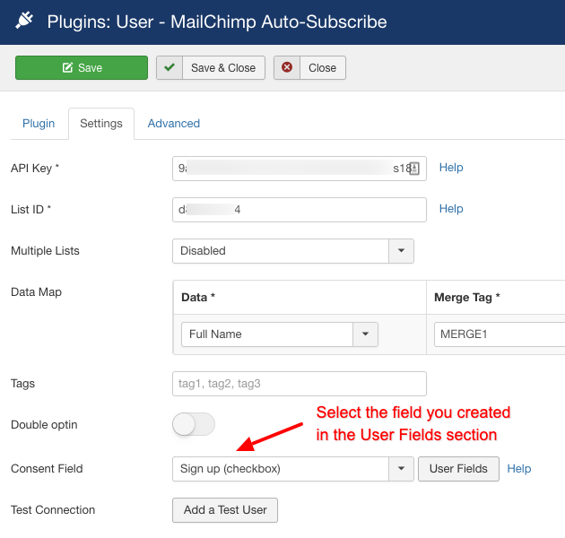 MailChimp Auto Subscribe Consent Field