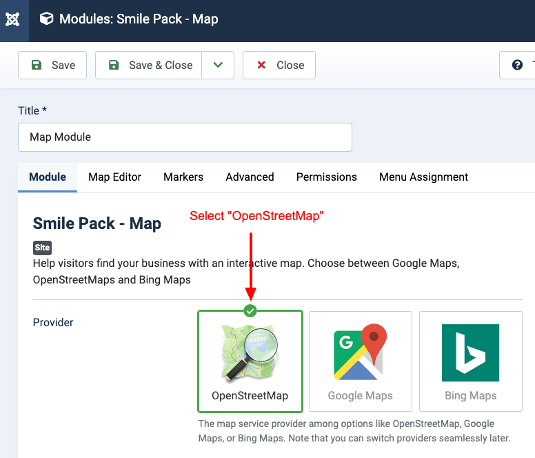 Select Smile Pack - Map Module Select OpenStreetMap Provider