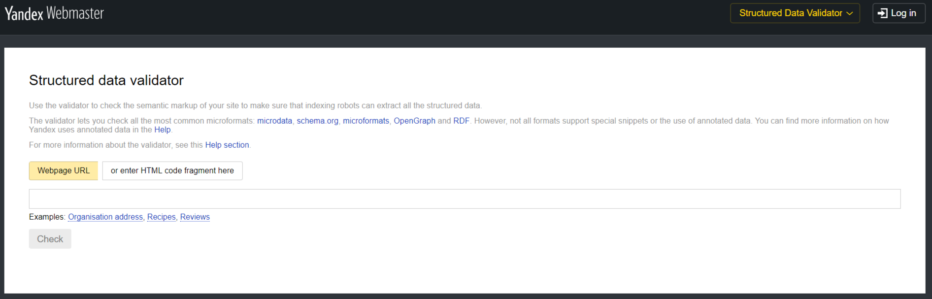 Yandex Structured Data Validator
