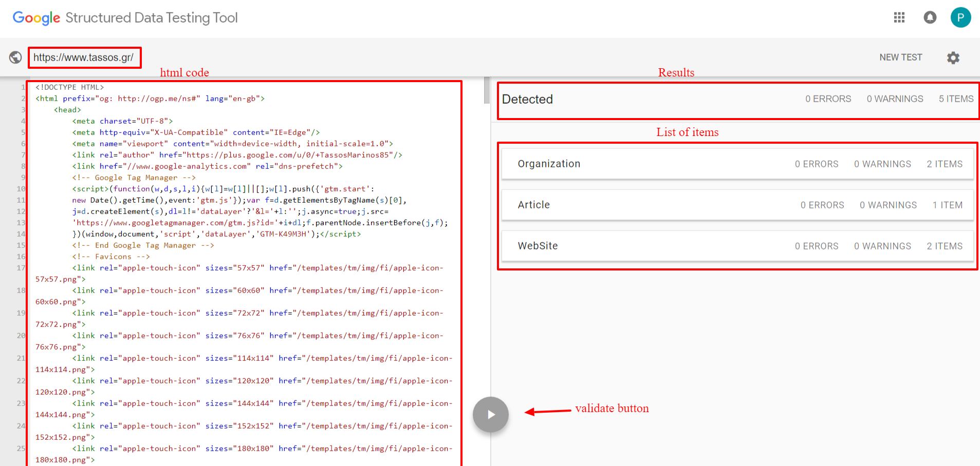 Google Stuctured Data Testing Tool