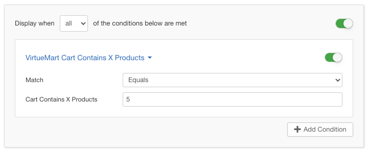 VirtueMart Cart Contains X Products
