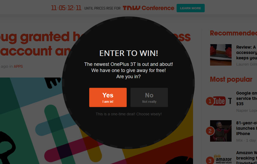 Yes No Popup Contest for Joomla